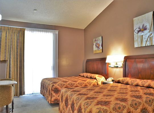 Interior of a Hotel PG room showcasing two beds and a television, ideal for guests seeking a cozy stay.